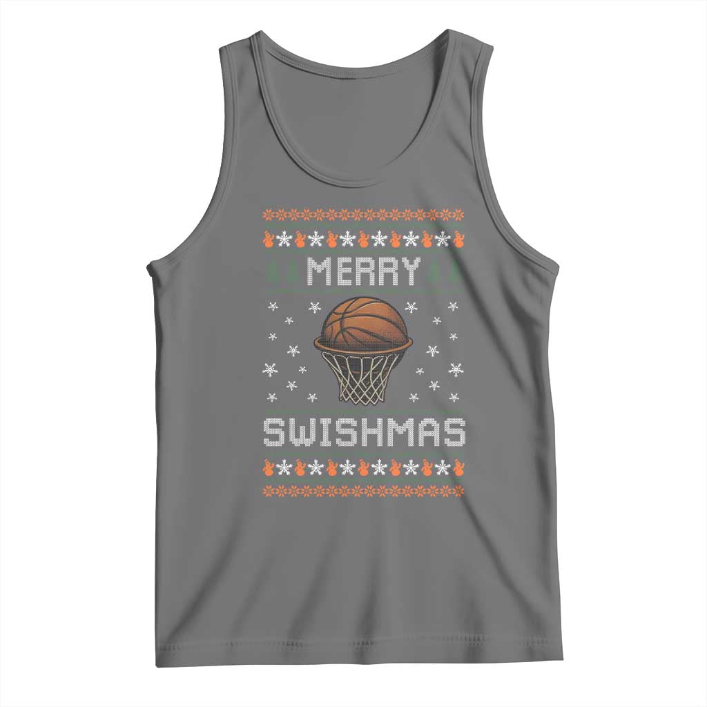Funny Christmas Basketball Tank Top Merry Swishmas Ugly Xmas Swish Technique TS11 Black Heather Print Your Wear