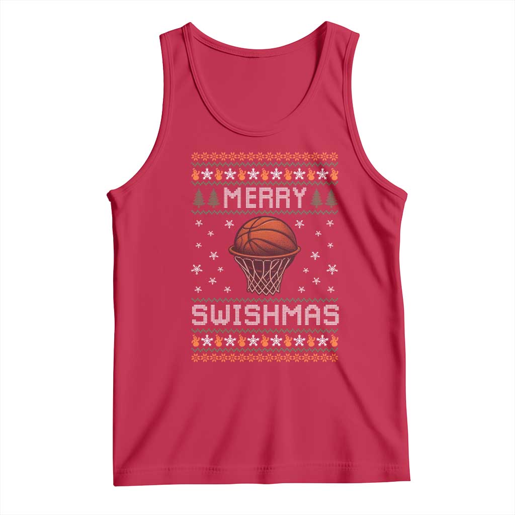 Funny Christmas Basketball Tank Top Merry Swishmas Ugly Xmas Swish Technique TS11 Red Print Your Wear