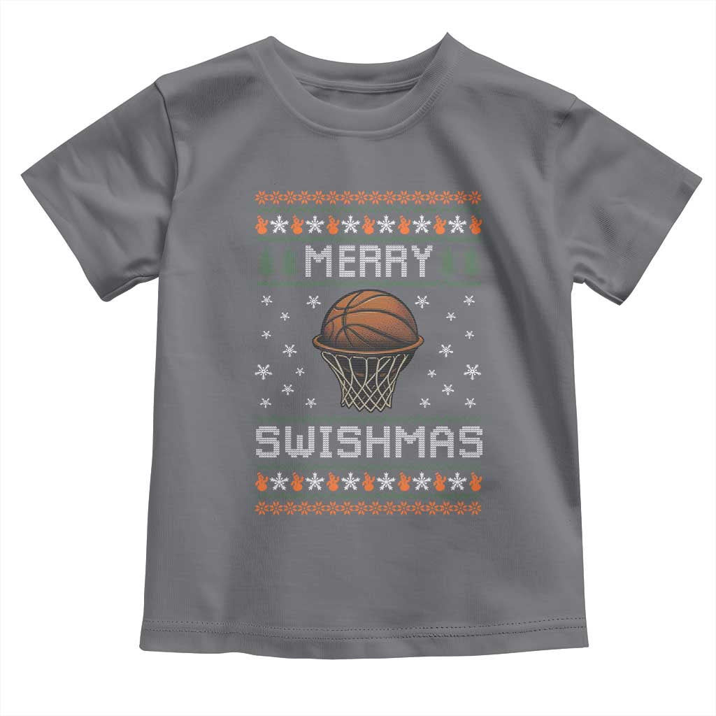 Funny Christmas Basketball Toddler T Shirt Merry Swishmas Ugly Xmas Swish Technique TS11 Charcoal Print Your Wear