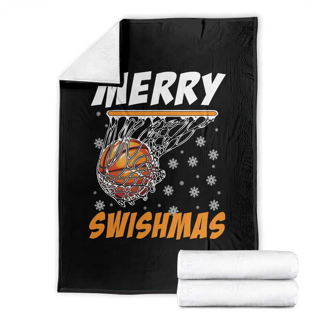 Funny Christmas Basketball Throw Blanket Merry Swishmas Xmas Swish Technique TS11 Black Print Your Wear