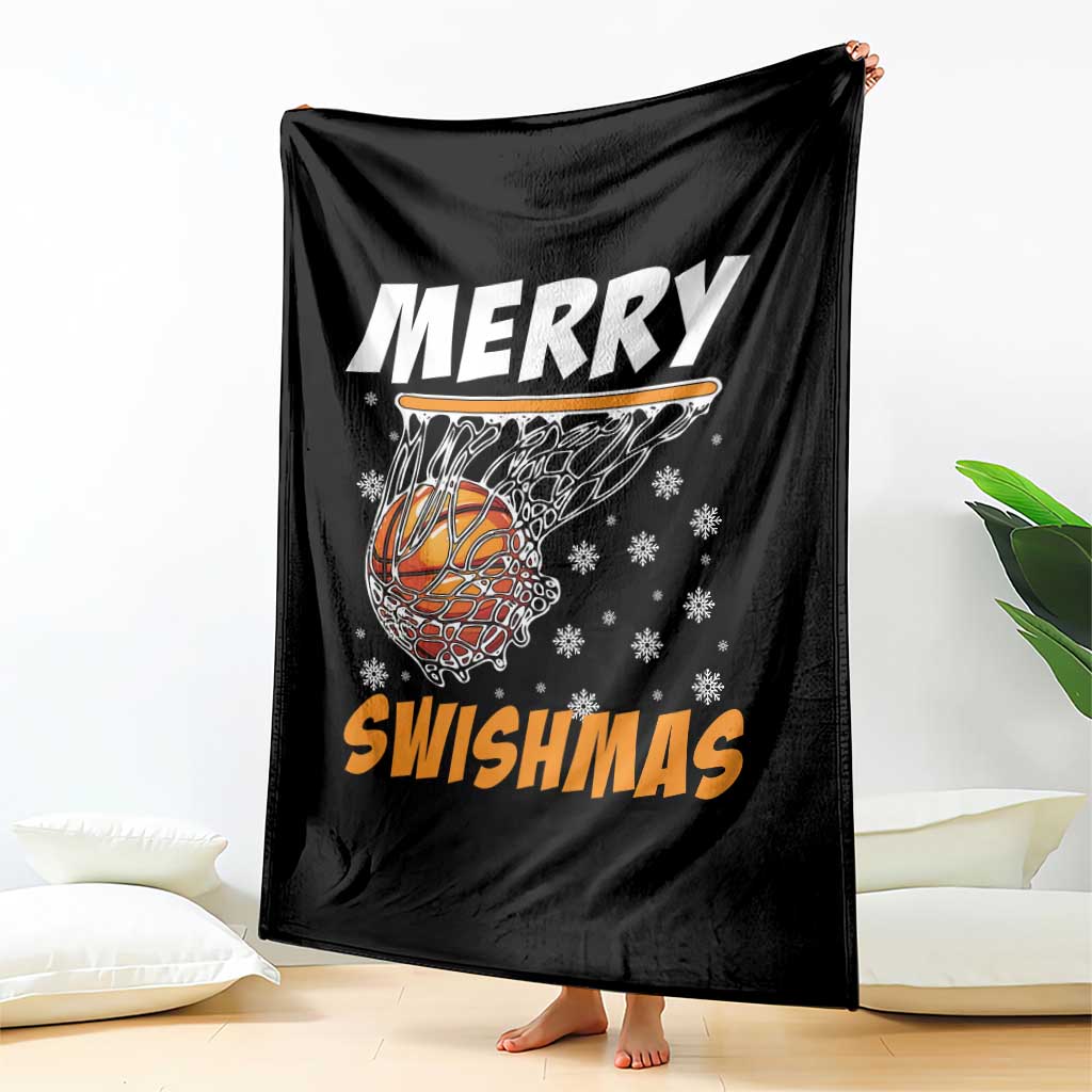 Funny Christmas Basketball Throw Blanket Merry Swishmas Xmas Swish Technique TS11 Print Your Wear