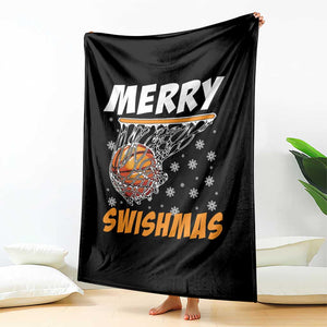 Funny Christmas Basketball Throw Blanket Merry Swishmas Xmas Swish Technique TS11 Print Your Wear
