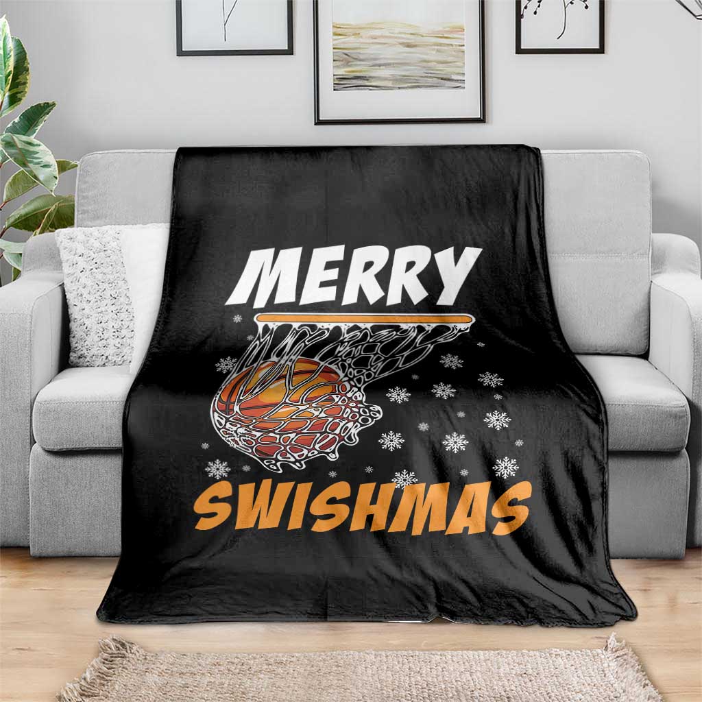 Funny Christmas Basketball Throw Blanket Merry Swishmas Xmas Swish Technique TS11 Print Your Wear