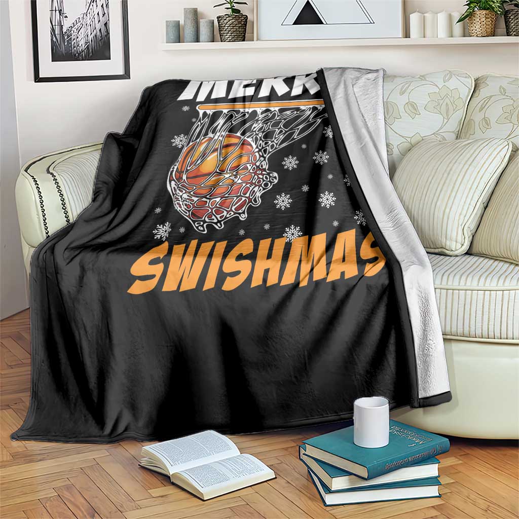 Funny Christmas Basketball Throw Blanket Merry Swishmas Xmas Swish Technique TS11 Print Your Wear