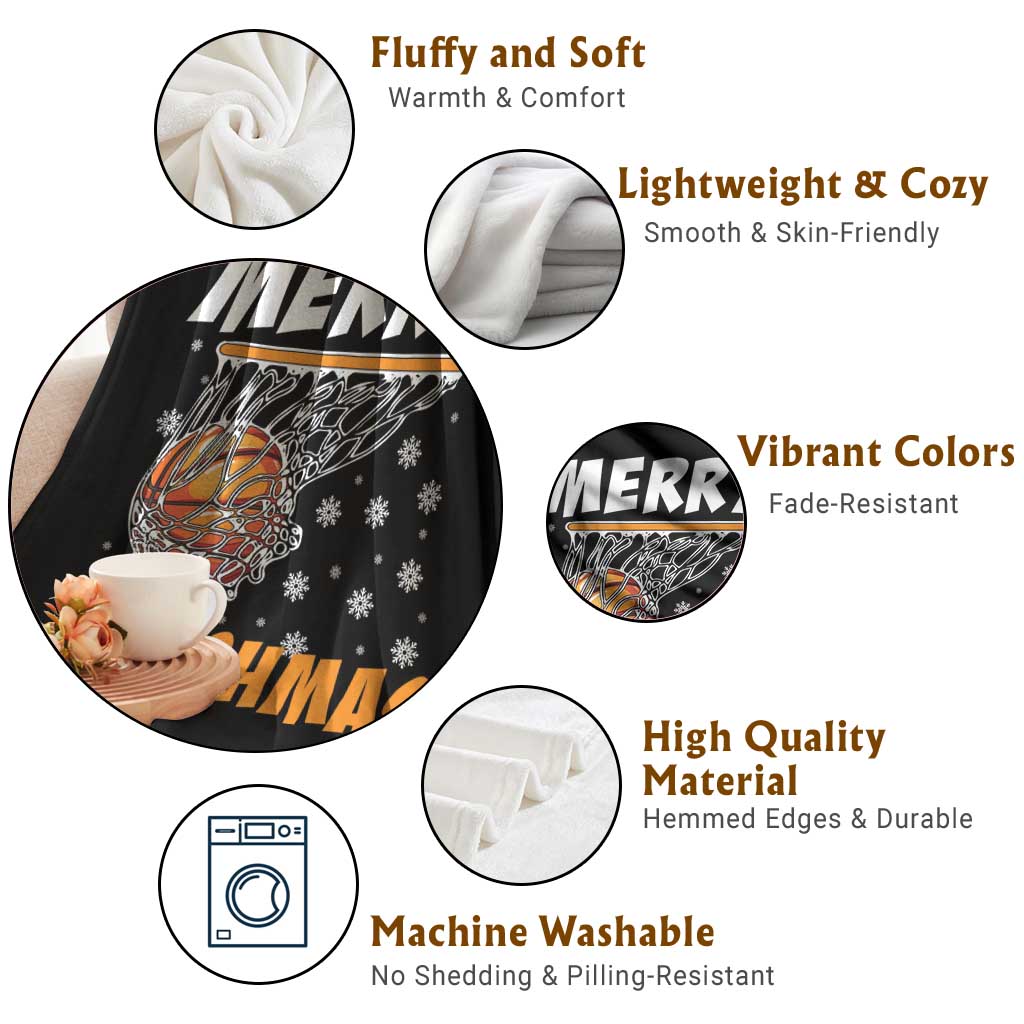 Funny Christmas Basketball Throw Blanket Merry Swishmas Xmas Swish Technique TS11 Print Your Wear