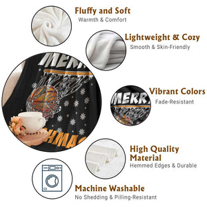 Funny Christmas Basketball Throw Blanket Merry Swishmas Xmas Swish Technique TS11 Print Your Wear