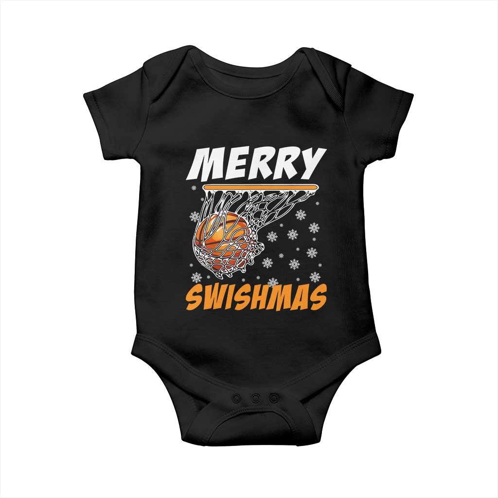 Funny Christmas Basketball Baby Onesie Merry Swishmas Xmas Swish Technique TS11 Black Print Your Wear