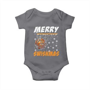 Funny Christmas Basketball Baby Onesie Merry Swishmas Xmas Swish Technique TS11 Charcoal Print Your Wear