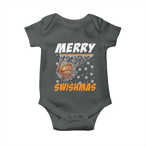 Funny Christmas Basketball Baby Onesie Merry Swishmas Xmas Swish Technique TS11 Dark Heather Print Your Wear