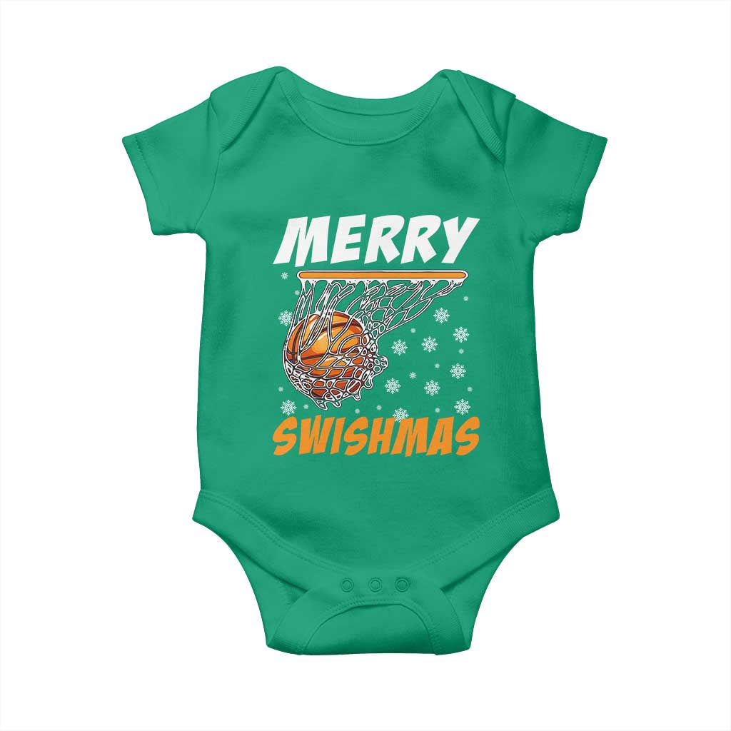 Funny Christmas Basketball Baby Onesie Merry Swishmas Xmas Swish Technique TS11 Irish Green Print Your Wear