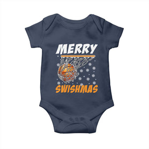 Funny Christmas Basketball Baby Onesie Merry Swishmas Xmas Swish Technique TS11 Navy Print Your Wear