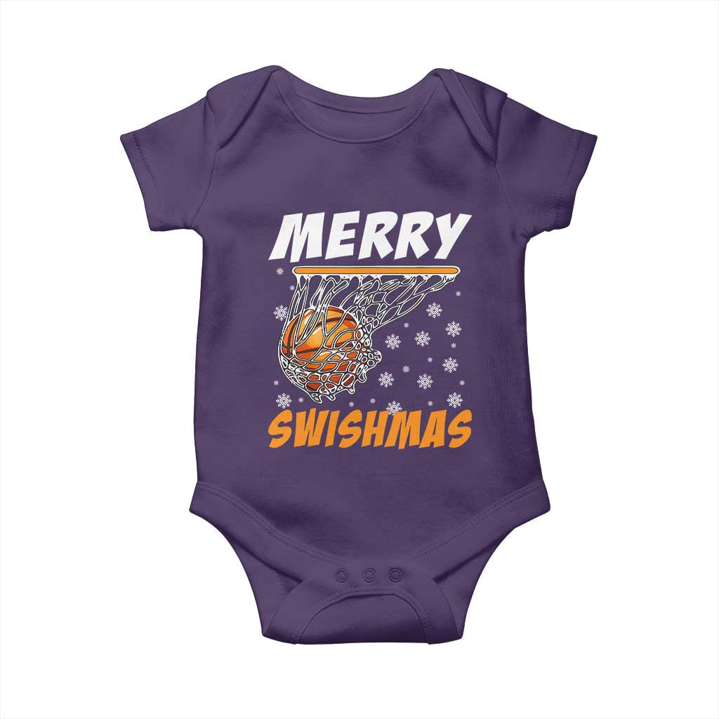 Funny Christmas Basketball Baby Onesie Merry Swishmas Xmas Swish Technique TS11 Purple Print Your Wear