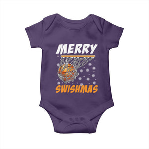 Funny Christmas Basketball Baby Onesie Merry Swishmas Xmas Swish Technique TS11 Purple Print Your Wear