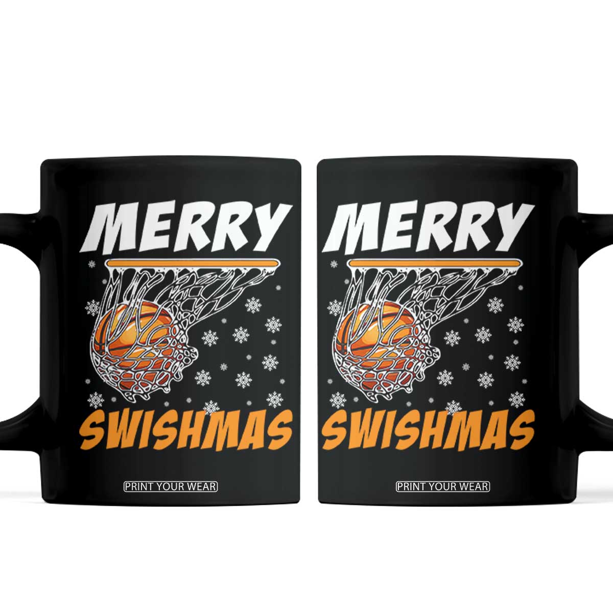 Funny Christmas Basketball Coffee Mug Merry Swishmas Xmas Swish Technique TS11 Black Print Your Wear