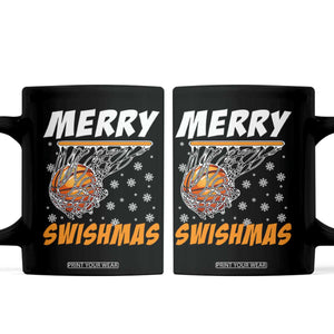 Funny Christmas Basketball Coffee Mug Merry Swishmas Xmas Swish Technique TS11 Black Print Your Wear