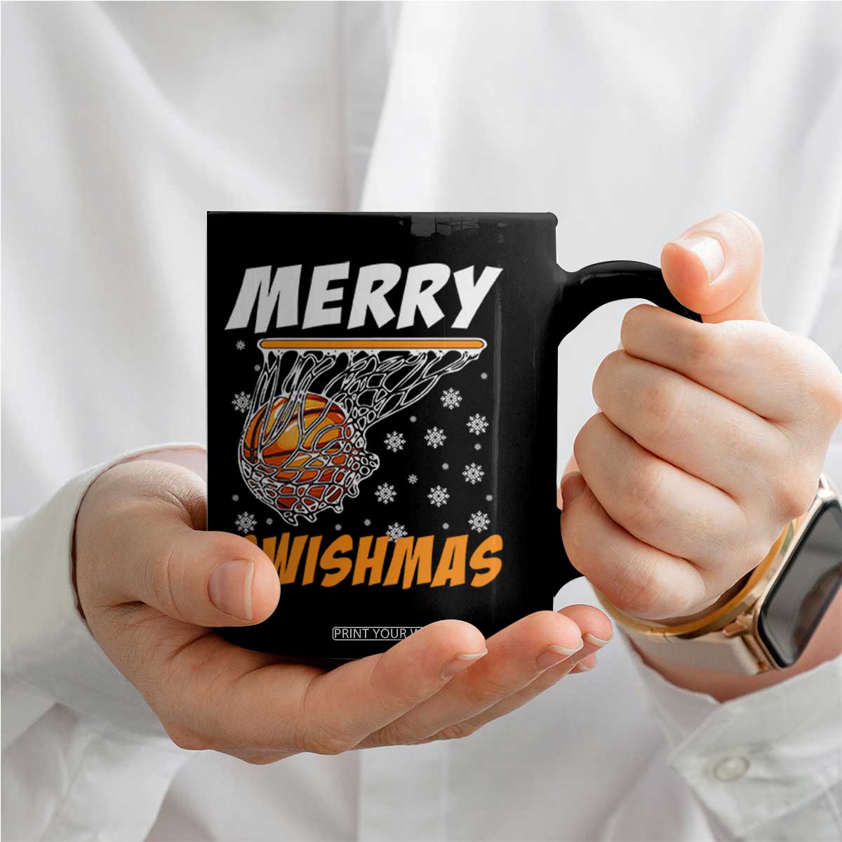 Funny Christmas Basketball Coffee Mug Merry Swishmas Xmas Swish Technique TS11 Print Your Wear