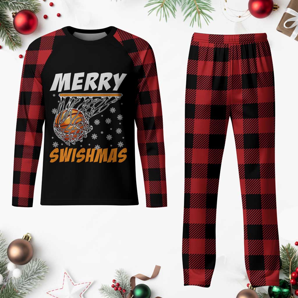 Funny Christmas Basketball Plaid Pajama Set Merry Swishmas Xmas Swish Technique TS11 Buffalo Plaid Print Your Wear
