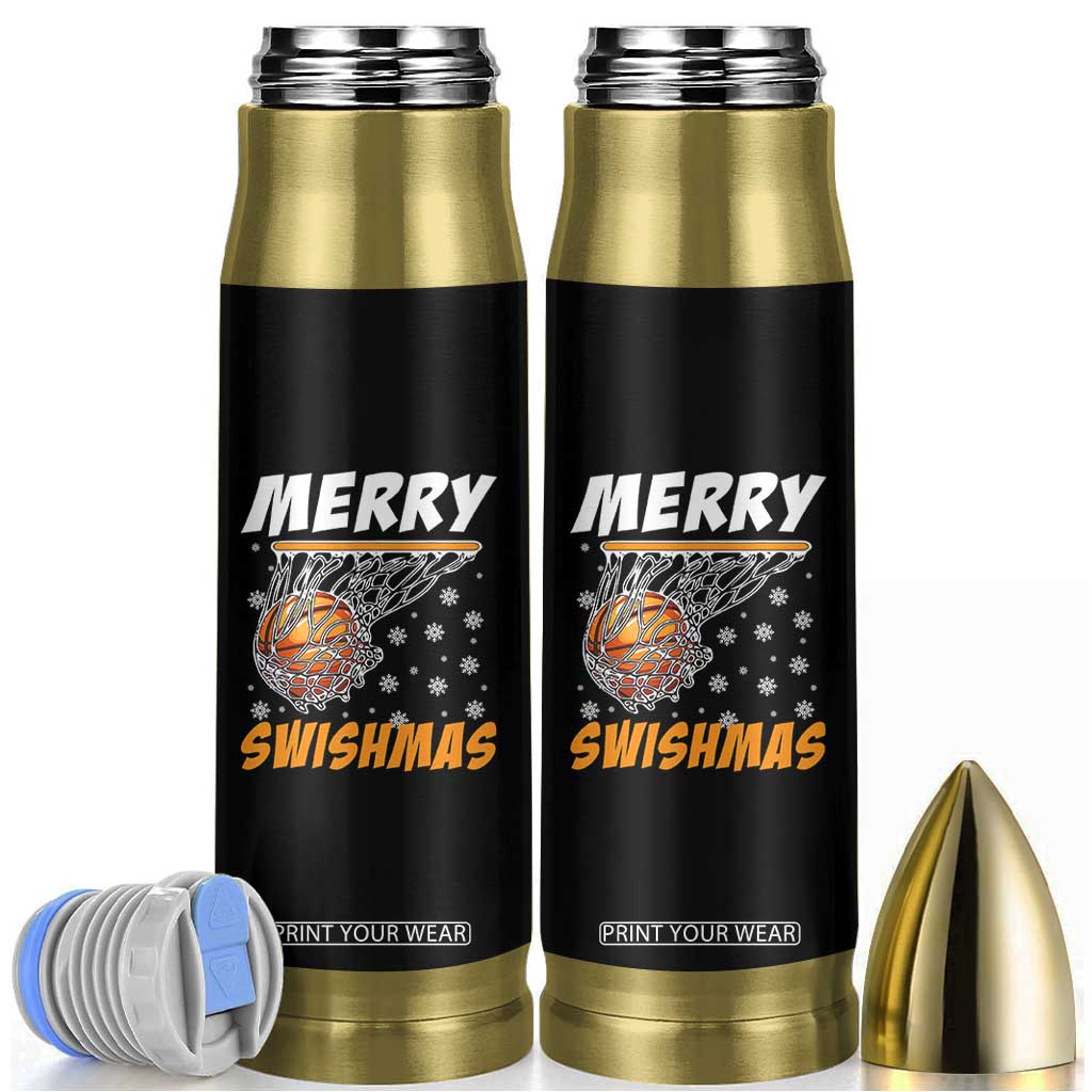 Funny Christmas Basketball Bullet Tumbler Merry Swishmas Xmas Swish Technique TS11 Black Print Your Wear