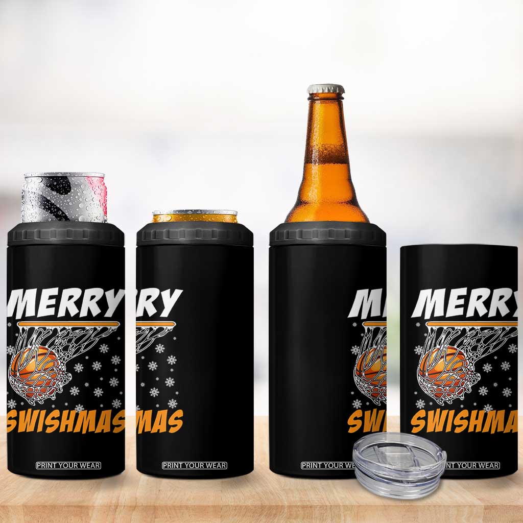 Funny Christmas Basketball 4 in 1 Can Cooler Tumbler Merry Swishmas Xmas Swish Technique TS11 Print Your Wear