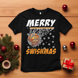 Funny Christmas Basketball T Shirt Merry Swishmas Xmas Swish Technique TS11 Black Print Your Wear