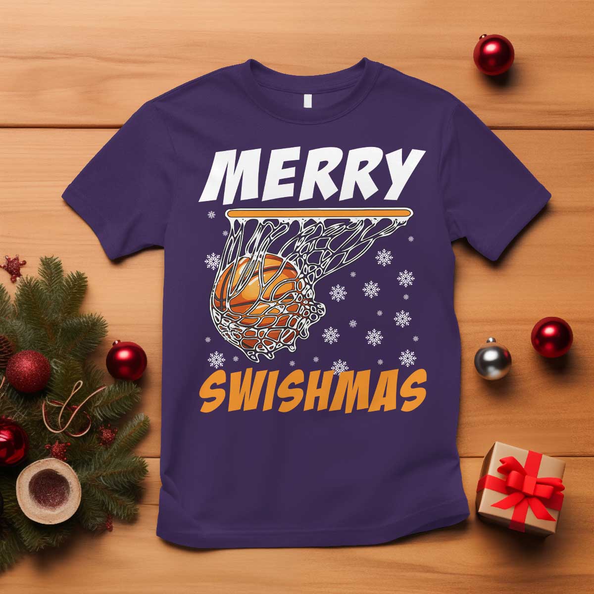 Funny Christmas Basketball T Shirt Merry Swishmas Xmas Swish Technique TS11 Purple Print Your Wear