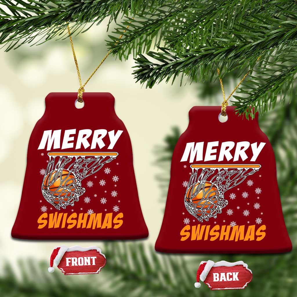 Funny Christmas Basketball Ceramic Ornament Merry Swishmas Xmas Swish Technique TS11 Print Your Wear