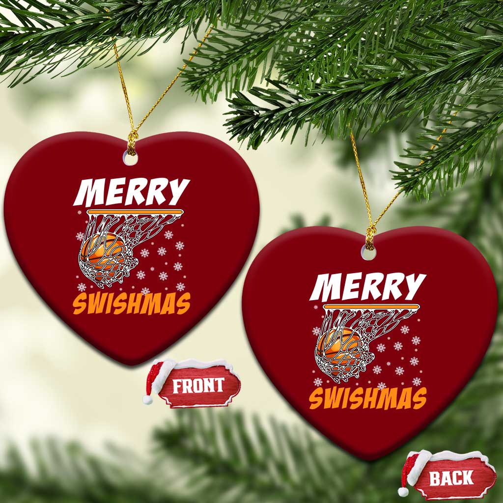 Funny Christmas Basketball Ceramic Ornament Merry Swishmas Xmas Swish Technique TS11 Print Your Wear