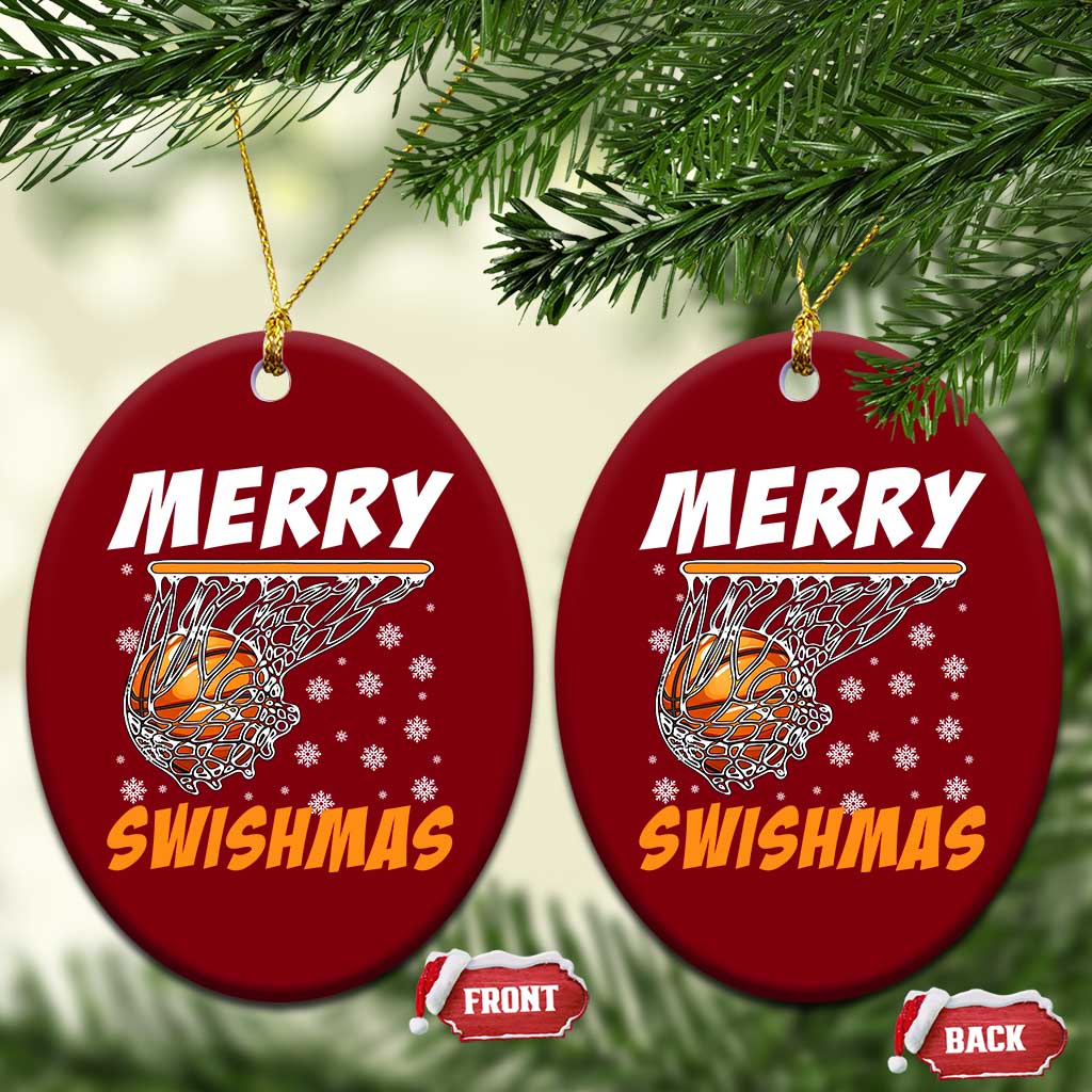 Funny Christmas Basketball Ceramic Ornament Merry Swishmas Xmas Swish Technique TS11 Print Your Wear