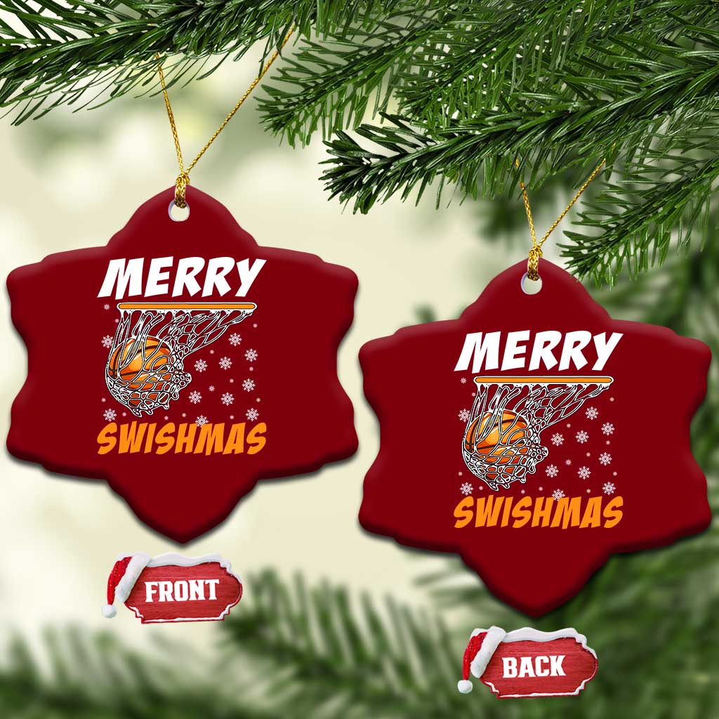 Funny Christmas Basketball Ceramic Ornament Merry Swishmas Xmas Swish Technique TS11 Print Your Wear
