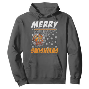 Funny Christmas Basketball Hoodie Merry Swishmas Xmas Swish Technique TS11 Dark Heather Print Your Wear