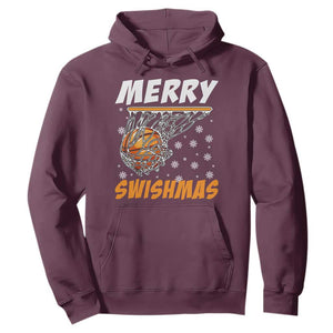 Funny Christmas Basketball Hoodie Merry Swishmas Xmas Swish Technique TS11 Maroon Print Your Wear