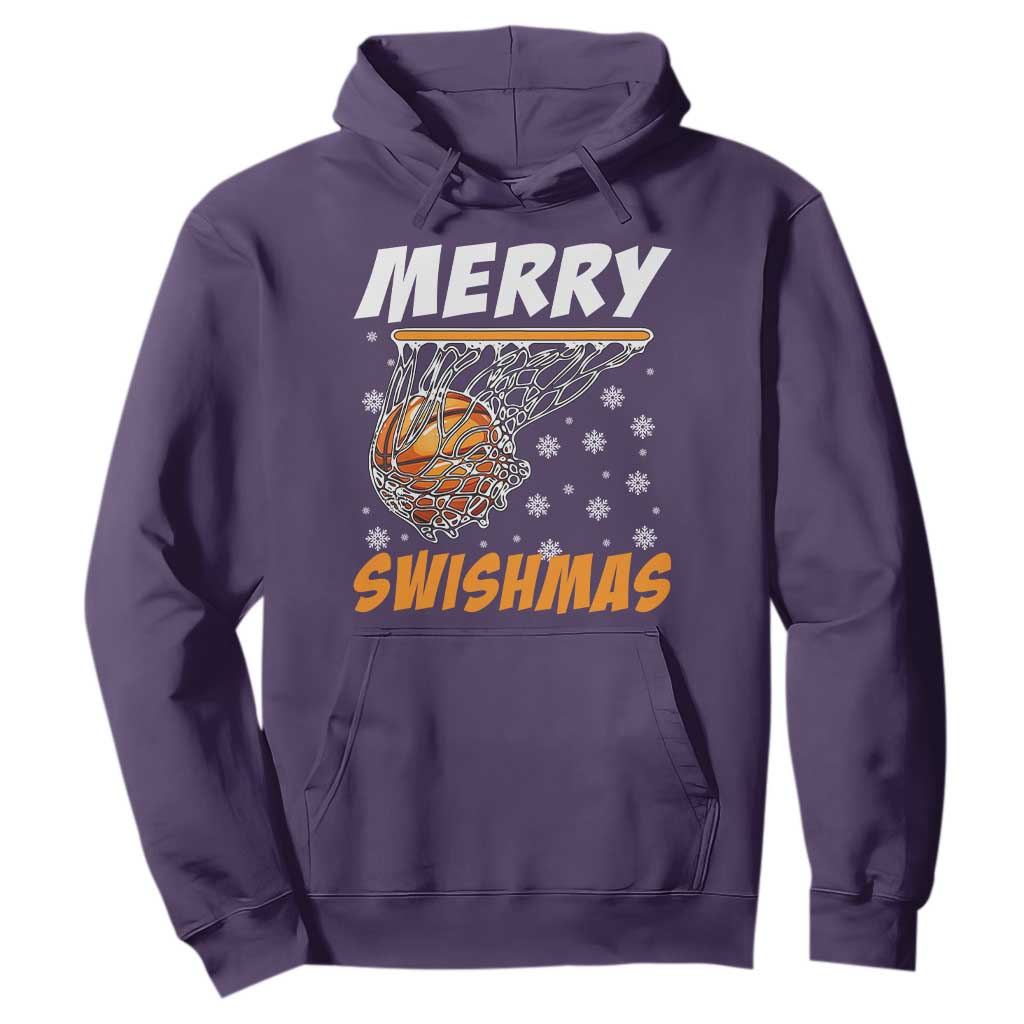 Funny Christmas Basketball Hoodie Merry Swishmas Xmas Swish Technique TS11 Purple Print Your Wear