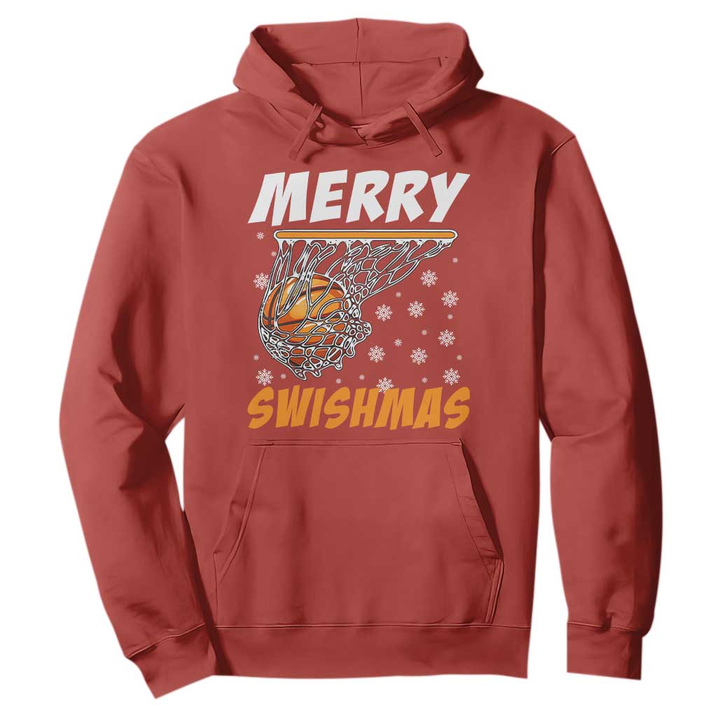 Funny Christmas Basketball Hoodie Merry Swishmas Xmas Swish Technique TS11 Red Print Your Wear