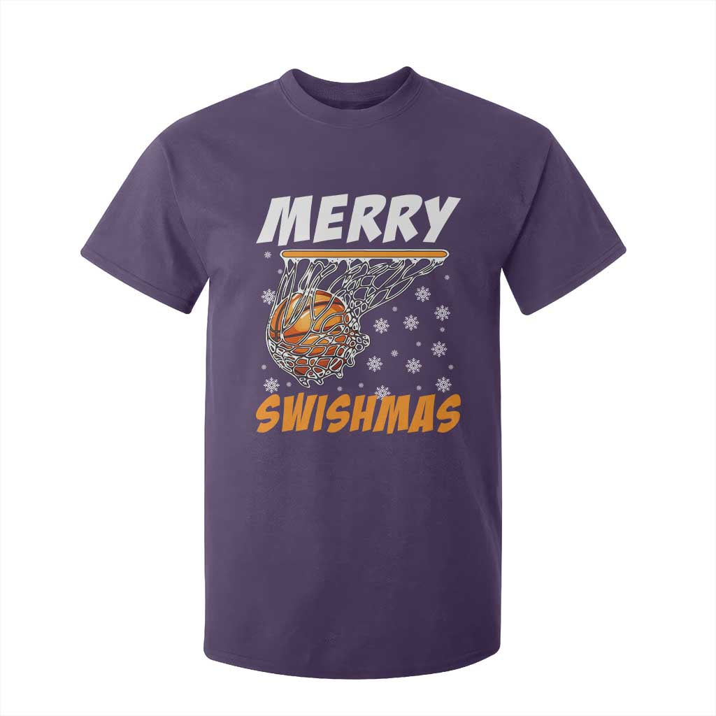 Funny Christmas Basketball T Shirt For Kid Merry Swishmas Xmas Swish Technique TS11 Purple Print Your Wear