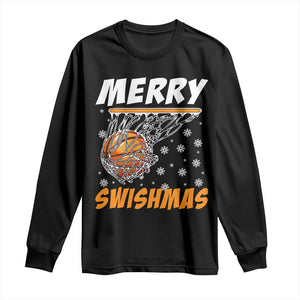 Funny Christmas Basketball Long Sleeve Shirt Merry Swishmas Xmas Swish Technique TS11 Black Print Your Wear