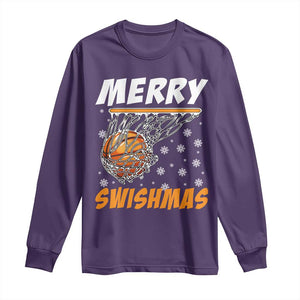 Funny Christmas Basketball Long Sleeve Shirt Merry Swishmas Xmas Swish Technique TS11 Purple Print Your Wear
