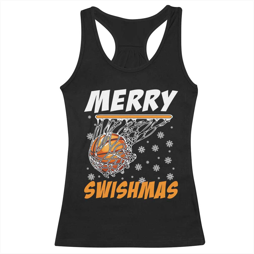 Funny Christmas Basketball Racerback Tank Top Merry Swishmas Xmas Swish Technique TS11 Black Print Your Wear