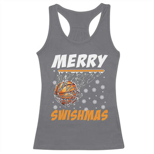 Funny Christmas Basketball Racerback Tank Top Merry Swishmas Xmas Swish Technique TS11 Charcoal Print Your Wear
