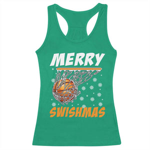 Funny Christmas Basketball Racerback Tank Top Merry Swishmas Xmas Swish Technique TS11 Irish Green Print Your Wear