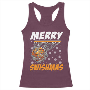 Funny Christmas Basketball Racerback Tank Top Merry Swishmas Xmas Swish Technique TS11 Maroon Print Your Wear
