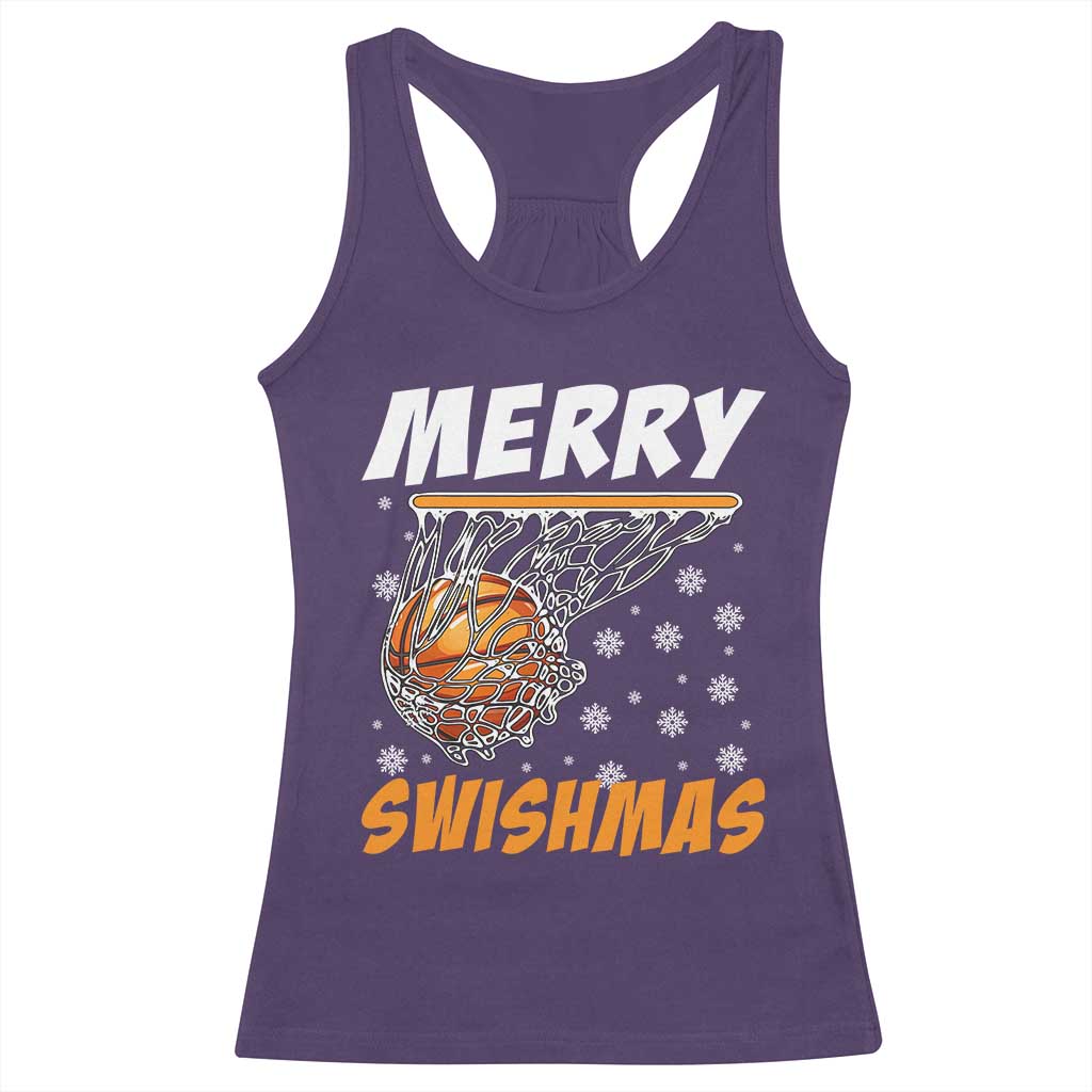Funny Christmas Basketball Racerback Tank Top Merry Swishmas Xmas Swish Technique TS11 Purple Print Your Wear