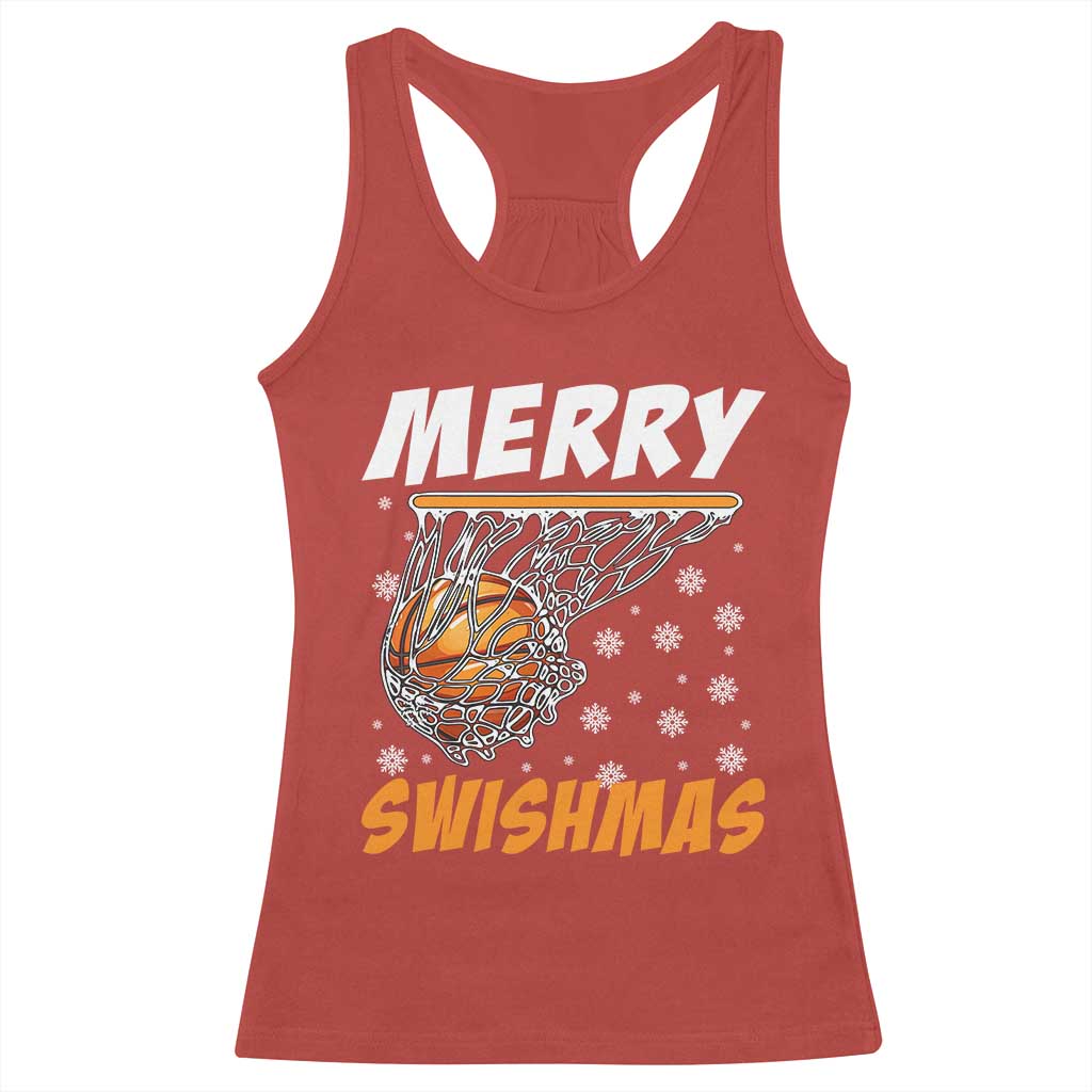 Funny Christmas Basketball Racerback Tank Top Merry Swishmas Xmas Swish Technique TS11 Red Print Your Wear