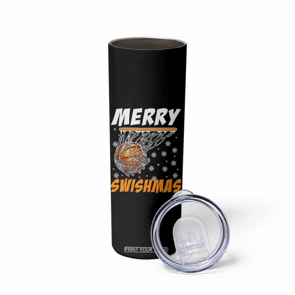 Funny Christmas Basketball Skinny Tumbler Merry Swishmas Xmas Swish Technique TS11 Print Your Wear