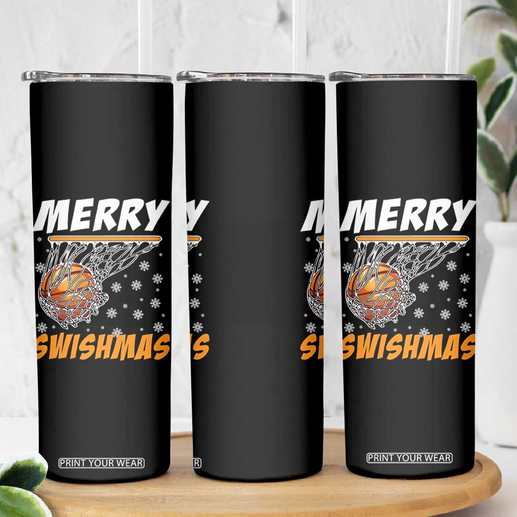 Funny Christmas Basketball Skinny Tumbler Merry Swishmas Xmas Swish Technique TS11 Print Your Wear