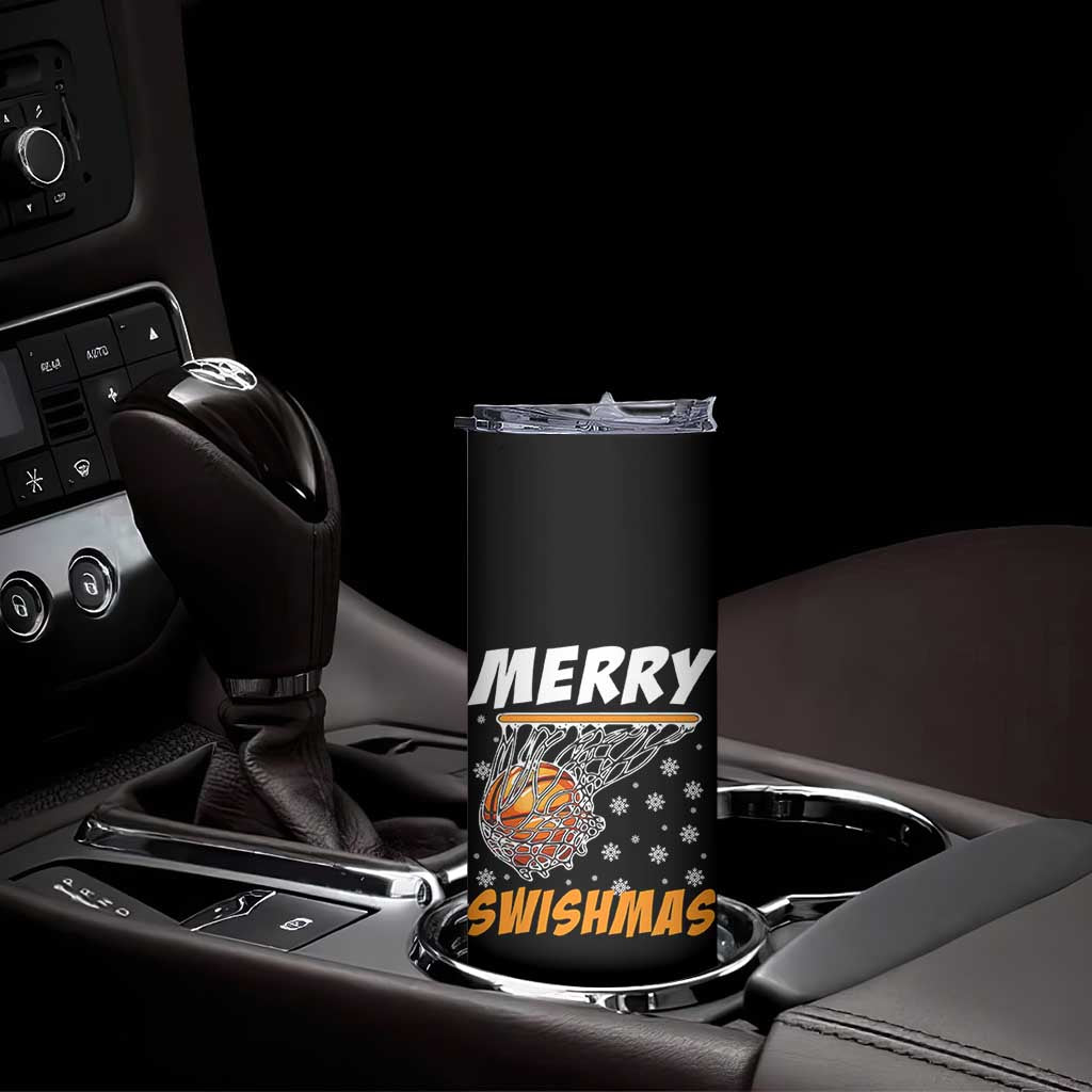 Funny Christmas Basketball Skinny Tumbler Merry Swishmas Xmas Swish Technique TS11 Print Your Wear
