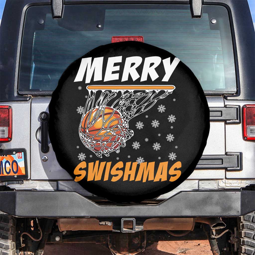 Funny Christmas Basketball Spare Tire Cover Merry Swishmas Xmas Swish Technique TS11 No hole Black Print Your Wear