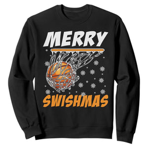Funny Christmas Basketball Sweatshirt Merry Swishmas Xmas Swish Technique TS11 Black Print Your Wear