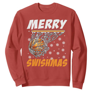 Funny Christmas Basketball Sweatshirt Merry Swishmas Xmas Swish Technique TS11 Red Print Your Wear