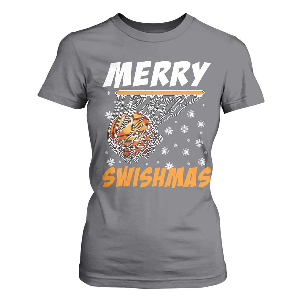 Funny Christmas Basketball T Shirt For Women Merry Swishmas Xmas Swish Technique TS11 Charcoal Print Your Wear