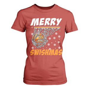 Funny Christmas Basketball T Shirt For Women Merry Swishmas Xmas Swish Technique TS11 Red Print Your Wear